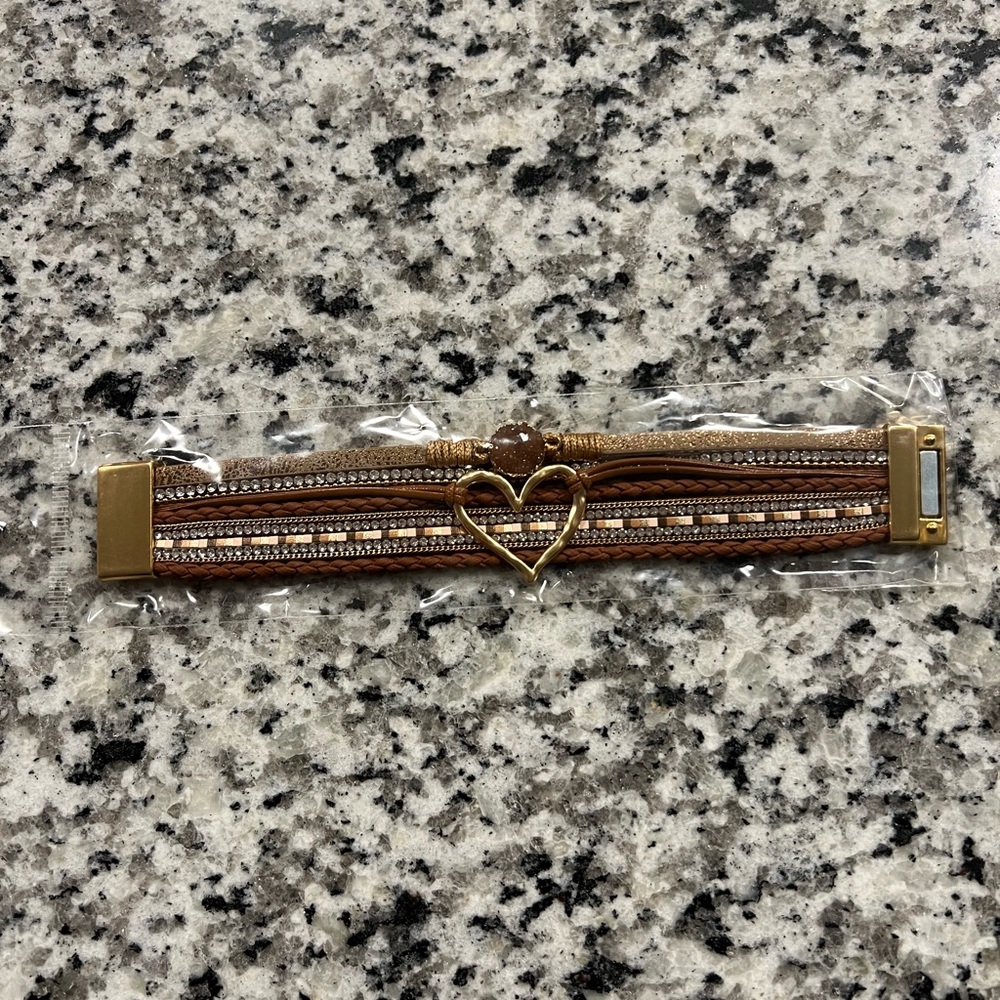 New Brown and Gold Heart Magnetic Bracelet